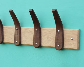 Walnut Steam Bent Hooks with Oak Backboard