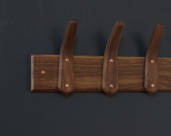 Walnut Wood Coat Rack - Handmade Coat Hooks