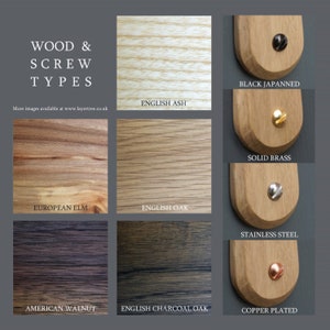 Wood Coat Rack Handmade English Oak Coat Hooks with Walnut Backboard image 5