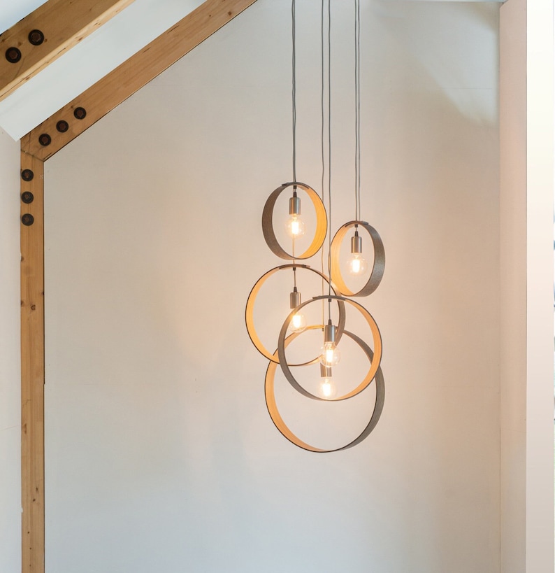 Minimalist Cluster Light with 5 Pendants Choose your Cable Colour. image 1