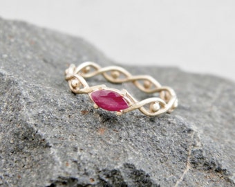 Teardrop Ruby Gold Ring Gemstone Tear Drop Shape Unique