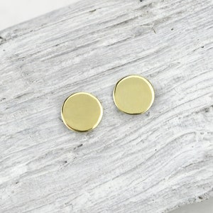 14k solid gold dots studs, minimalist circle dots stud earrings, flat plain round studs