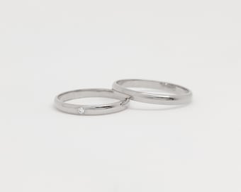 Minimalist silver diamond wedding bands, simple silver wedding bands, diamond wedding bands