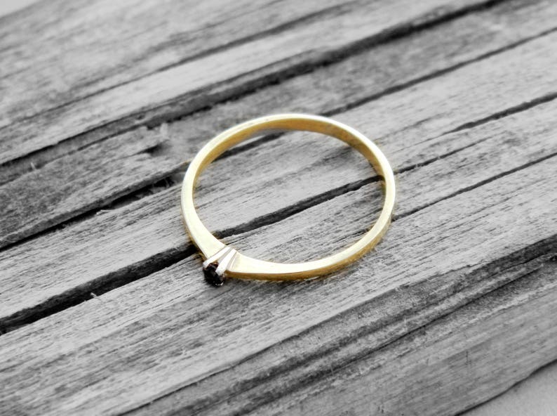Engagement black diamond solid gold soliter classic ring,promise rose gold black diamond white gold ring, engagement pink gold ring image 2