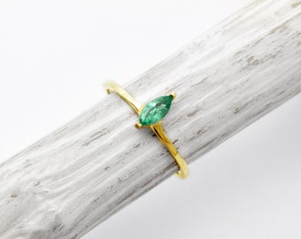 14k solid gold emerald ring, statement gold emerald ring, rose gold emerald ring, white gold emerald ring