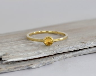 14k solid gold citrine ring, citrine cabochon gold ring, yellow gem gold ring, white gold citrine ring