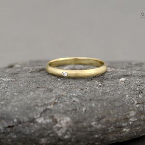 Wedding plain diamond solid yellow gold band ring, brushed rose gold diamond wedding plain band ring, satin finish image 5