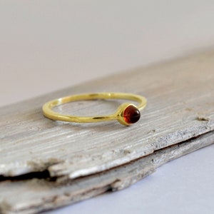 Delicate 14k Solid Gold Garnet Cabochon Ring