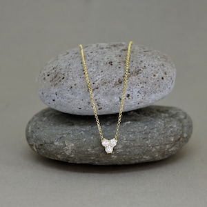 Trinity gold diamond necklace, Three diamond gold necklace, Gold Three Dot Necklace,  chain necklace