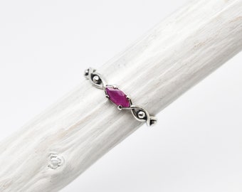 Oxidized Sterling Silver Ruby Ring - Burma Ruby