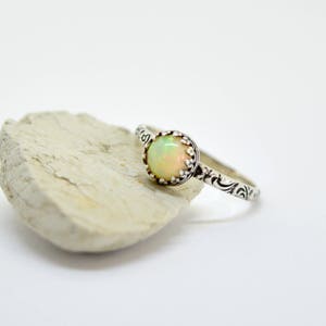 Ethiopian Opal Sterling Silver Ring: Oxidized Gemstone Statement Ring