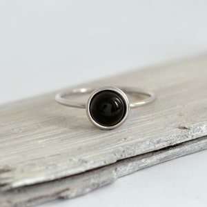 14k solid gold black onyx ring, statement gold black gem ring, black gem gold ring image 7