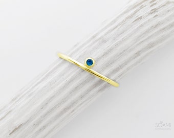 Delicate 14k solid gold sapphire ring, stacking gold ring, sapphire gold ring, promise gold sapphire ring