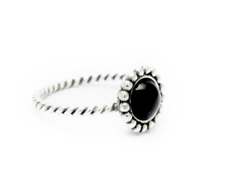 silver ring onix Silver Black ring silver ring black stone silver twisted ring Black onix ring