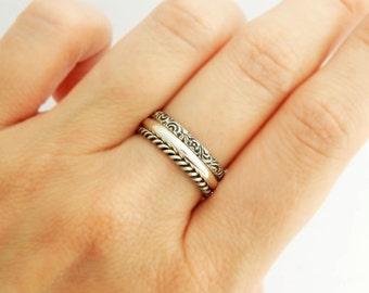 Silver triple ring, Set of 3 sterling silver ring, silver stackable rings, set of rings, stack rings