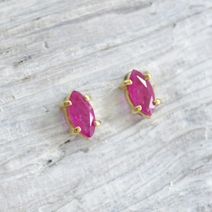 Gold ruby studs, ruby stud earrings solid gold,  whitte gold ruby studs