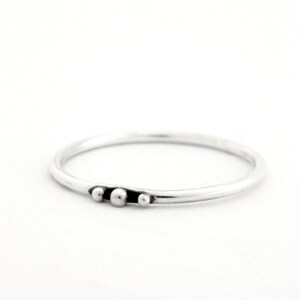 Oxidized Sterling Silver Ring: Three Dot Ball Design
