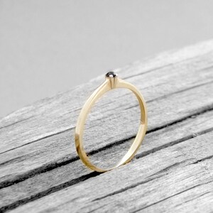Engagement black diamond solid gold soliter classic ring,promise rose gold black diamond white gold ring, engagement pink gold ring image 5