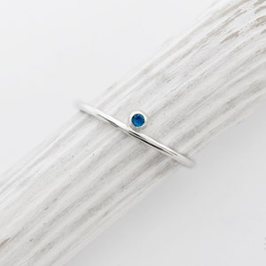925 sterling silver sapphire ring, sapphire silver ring, one dot silver ring,