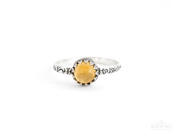 Silver ring Little Sun with Citrine, silver statement citrine ring, silver ring citrine, citrine ring