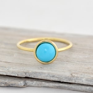 14k solid gold arizona turquoise ring, statement gold turquoise ring