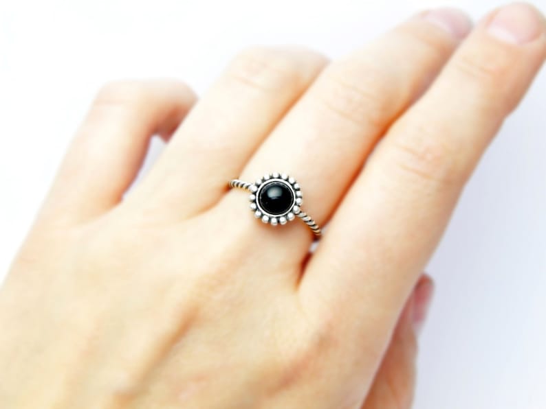 silver ring onix Silver Black ring silver ring black stone silver twisted ring Black onix ring