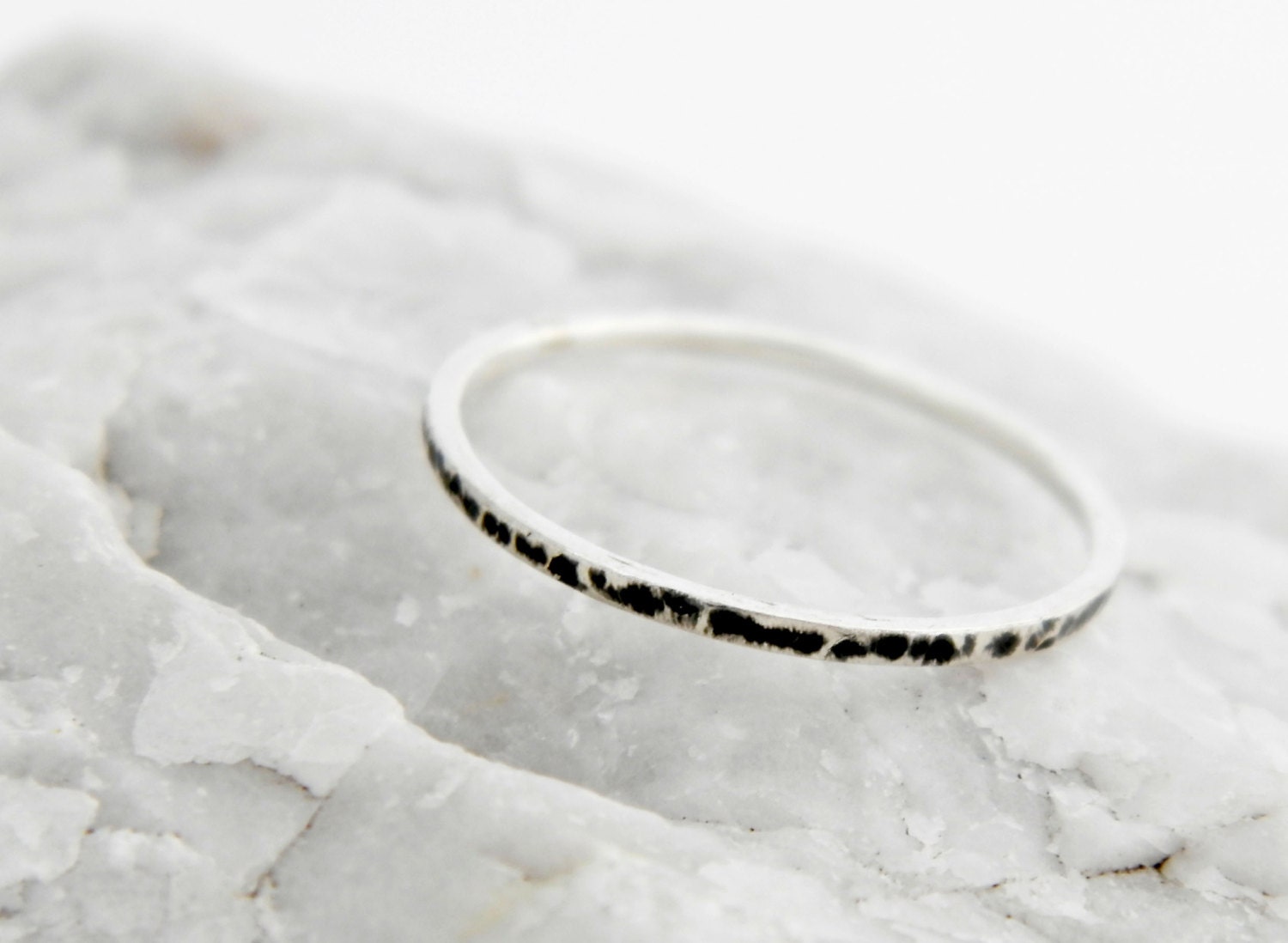 Oxidized Sterling Silver Hammered Ring: Delicate Slim Band - Etsy