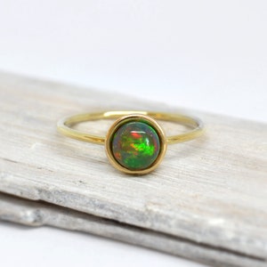 14k solid gold black opal ring, statement gold black opal ring, black opal gem gold ring