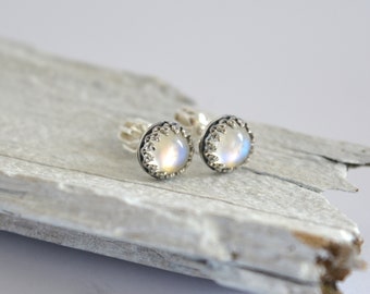 925 sterling silver  moonstone stud earrings, Moonstone stud earrings, adularia gem stud earrings