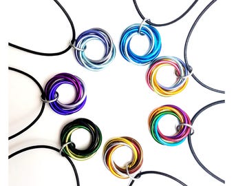 Möbii Custom Jewelry: Choose Color Combination - Stylish Discreet Fidget Jewelry; Keychains, Necklaces, or Earrings - by Steel Lynx