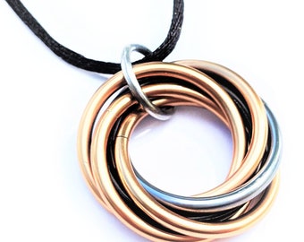 Möbii Necklace (Medium) Lunar Eclipse: Infinity Ring Pendant, Möbius Necklace, Forever Spiral