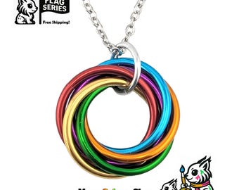 PRIDE Möbii Jewelry: Pendant Necklaces, Keychain, or Earrings - Stylish Discreet Fidget LGBTQ+ Flags
