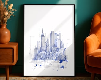 Angel of Independence Poster, CDMX Architecture Art, Mexico City Blueprint Print