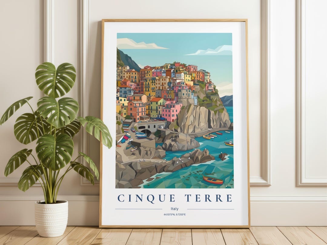 Cinque Terre Italy Travel Print – Modern Coastal Wall Art Print - Etsy