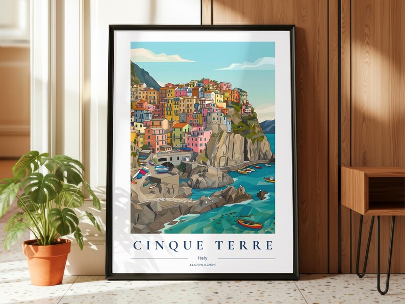 Cinque Terre Italy Travel Print – Modern Coastal Wall Art Print - Etsy