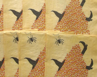 Lot of 10 Halloween witch buried in candy corn napkins for decoupage, craft - 4 7/8" - Jill Meyer - junk journaling, scrapbooking+