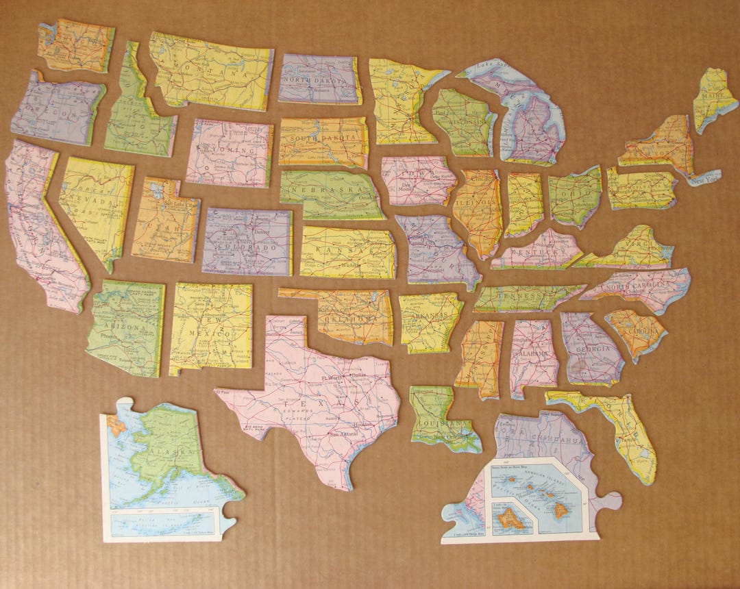 Pick A State Map YOU CHOOSE Vintage State Shaped Map Diecut Puzzle Piece - Rand Mcnally ...
