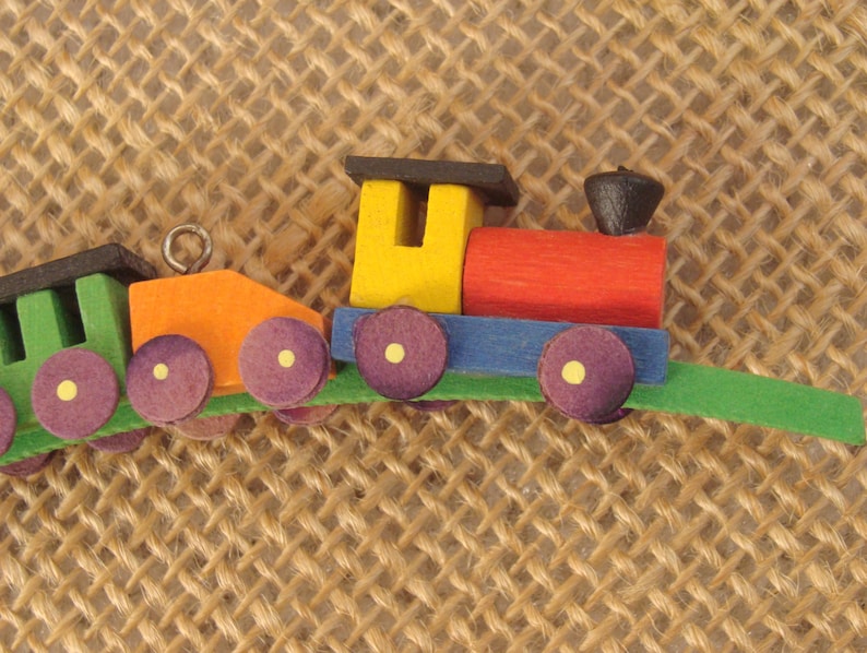German Wood Christian Ulbricht Rainbow Train Ornament Miniature 4 X 1