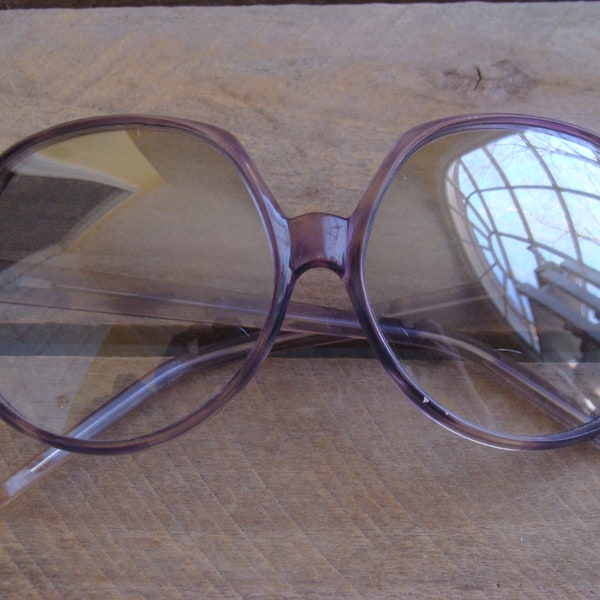 Vintage oversized purple sunglasses - 5 1/2" wide by 2 1/2" tall - frames made in France - retro costume glasses - NEED TLC