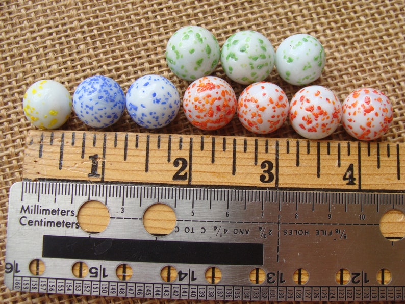 Confetti glass marble lot blue yellow green orangered Etsy