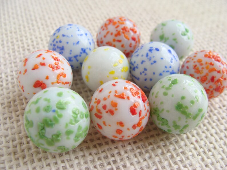 Confetti glass marble lot blue yellow green orangered Etsy