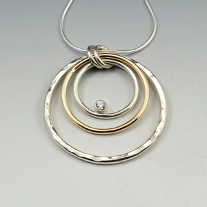 PE600 - Sterling silver/14k Goldfill Circles Pendant with Gemstone Accent