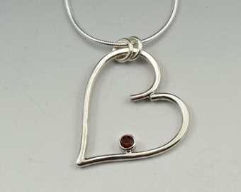 PE605 - Sterling Birthstone Heart Pendant