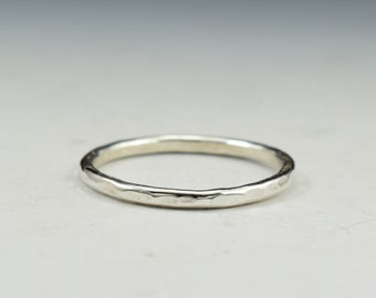 RG672 - Sterling Silver Hammered Stacking Ring