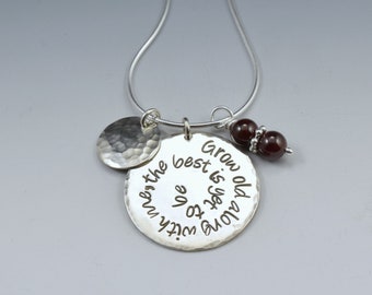 PE728- Sterling Silver Quote Pendant "Crescere vecchio insieme a me, il meglio deve ancora essere"