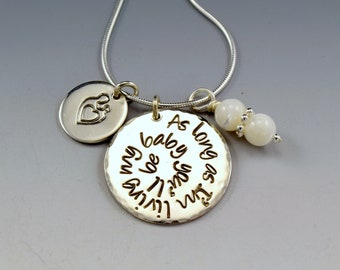 PE722 - Sterling Silver Quote Pendant - 'As long as I'm living my baby you'll be'