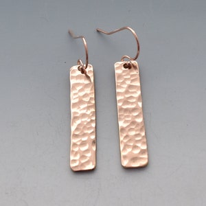 EA650r - 14k Rose Gold-Filled Hammered Bar Earrings