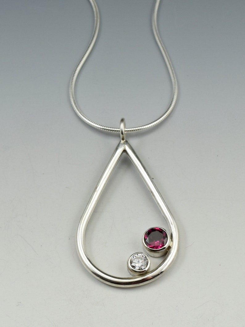 Sterling Teardrop Pendant with Gemstones PE661