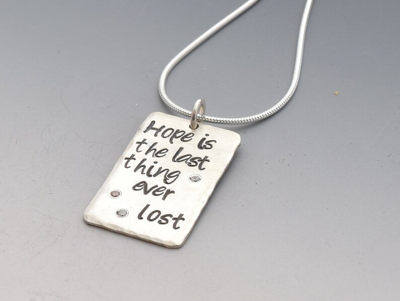 PE707 Sterling Silver Quote Pendant 'hope is the Last Etsy
