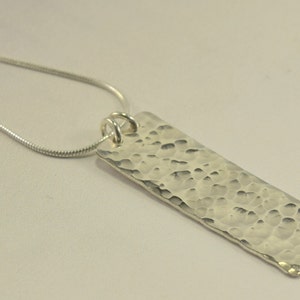 PE650 - Hammered silver pendant - silver bar pendant - silver artisan pendant